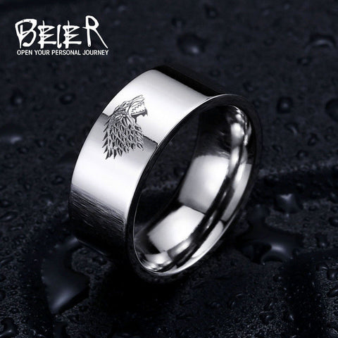 Stainless Steel ring Game of Thrones ice wolf House Stark
